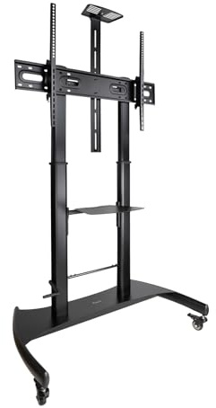 TOOQ FS20404HM-B - ARES Höhenverstellbarer Bodenständer mit Rollen für 60 bis 100 Bildschirme, Schwarz