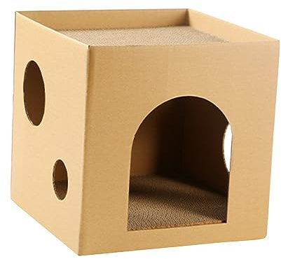 Beavorty Katzenhaus Aus Karton Spielhaus Für Kätzchen Kratzbrett Haustierspielzeug Für Hauskatzen
