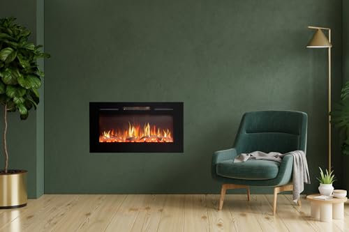 Adam Orlando Inset/Wall Mounted Electric Fire, 36 pulgadas - Enchufe de la UE