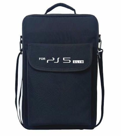 BeisDirect Tragbare PS5 Slim Reise-Tragetasche, Aufbewahrungstasche, Handtasche, Umhängetasche, Rucksack für Playstation 5 Slim, Spielekonsolen-Zubehör, 35 x 38 x 13 cm (Mit Logo)