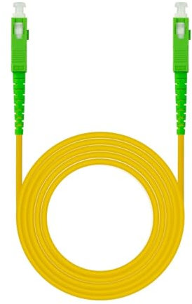 Ewent Cable de Fibra Óptica, Fibra óptica Cable SC/APC a SC/APC Monomodo Simplex 9/125, G.657A2, LSZH, para Router, Conpatible con Movistar Jazztel Vodafone Orange Amena Masmovil, Amarillo/Verde 1 M