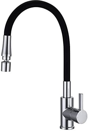Wasserhahn Küche Niederdruck, 360° Drehbar, Mischbatterie mit flexiblem Auslauf, Niederdruckarmatur 3 anschlüsse, Kalt und Heiß Einhebelmischer für Boiler