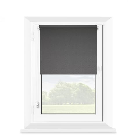 Mardom Rollos für Fenster Ohne Bohren dunkelgrau 76 x 150 cm | Stoffbreite: 76 cm, Blickdicht, für Sonnenschutz und Privatsphäre, Einfach Montage Ohne Werkzeug