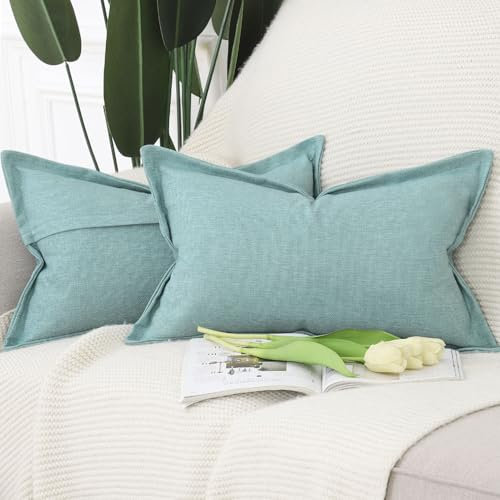 Madizz 2er Set Schlicht Chenille Kissenbezügen Weiche dekorative Kissenbezüge für Sofa Schlafzimmer Kissenhülle Creme 40x80 cm Rechteckig