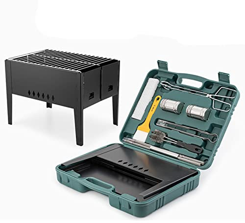 Portable Charcoal Grill Sets, Foldable Barbecue Charcoal Grill Toolbox, Removable and Easy To Clean, for Camping Patio Backyard and Anywhere Outdoor Cooking(2-6