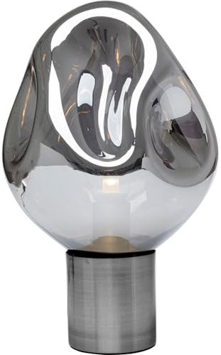 Kare Design Tischlampe Supernova Smoky, 38cm Höhe, Silber, Schwarz, Glas, Stahl, Moderne Tischleuchte, Schlafzimmer, keine Leuchtmittel inklusive, 38x25x25 cm (HxBxT)