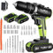 Cordless Hammer Drill Driver Set, 50N.m, 20V 2 × 2.0Ah Electric, 25+3 Torque Combi, LED Light & 2 Speed, 29PCS Bits for Home, Garden DIY Project