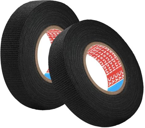 LIBAIDZ 2 Pezzi Nastro in Tessuto per Auto,Nastro Isolante Telato Nero,Nastro Isolante in Tessuto Nastro,Nastro Adesivo Resistente Alle Alte Temperature,per Car,Vehicle,Trucks (19mm*15m)