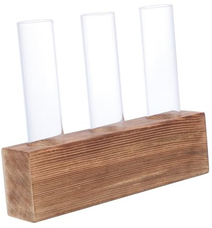 PRETYZOOM Holzständer Glasvase Hydroponische Blumenvase Transparent Tisch Pflanzgefäß Modernes Hydroponik Ornament für Wohnraum Dekoration