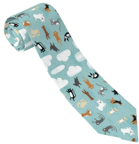ESNAIUVCD Herren-Krawatte mit Regen-Katzen- und Hunde-Druck, bedruckte Krawatte, formelle Party, Hochzeit, Geschenk, Krawatten für Männer, Schwarz , Einheitsgröße