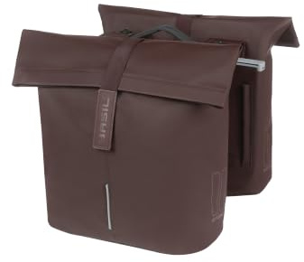 Basil City Doppeltasche MIK - 28-32L, Braun, Wasserabweisend, Inkl. abschließbarer MIK-Adapterplatte, Ideal für Stadt und Pendeln