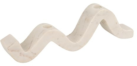Bloomingville Marble Wave Double Taper Candle Holder, White