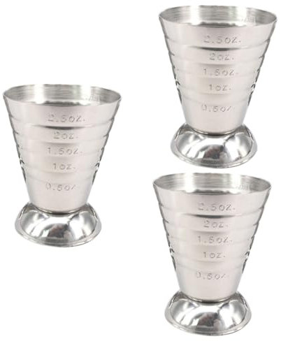 Cabilock 3 Piezas Vaso Medidor Barra De Jigger Taza De Tiro De Medición Barra Jigger De Onzas Silver
