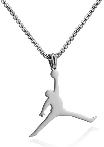 JZWCHQ Collana Personalizzata con Ciondolo Jordan da Basket in Acciaio Inossidabile, Collana Punk Hip-Hop, Stile Regalo di Compleanno, Gioielli semplici