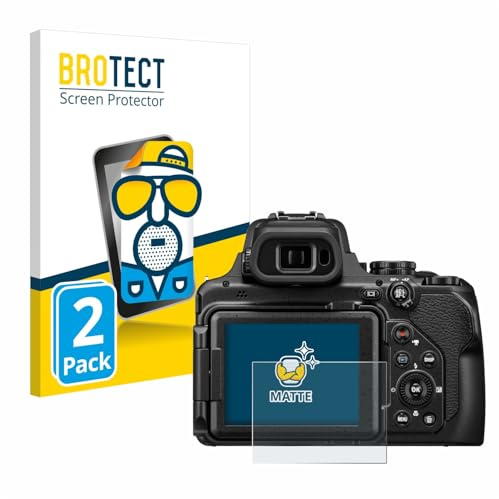 BROTECT Schutzfolie für Nikon Coolpix P1100 | 2 Stück Entspiegelnder Displayschutz Made in Germany Matte Displayschutz-Folie Anti-Reflex Anti-Fingerprint Einfache Montage