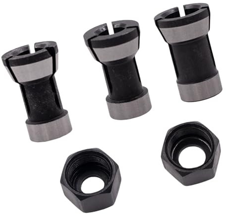 Packung mit 5 Fräszangenmuttern und Adapter für präzise Befestigung und effizientes Arbeiten in Holz- und Bastelarbeiten