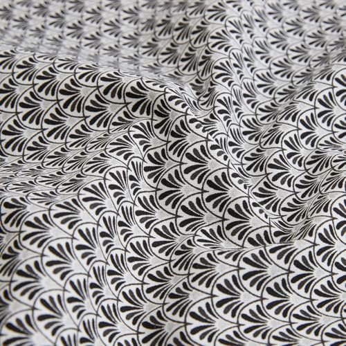 Japanische Cretonne-Stoff Fächer Schwarz - 100% Baumwolle - Stoffdichte : Leicht 142 g/m2-140 cm Breite - Meterware