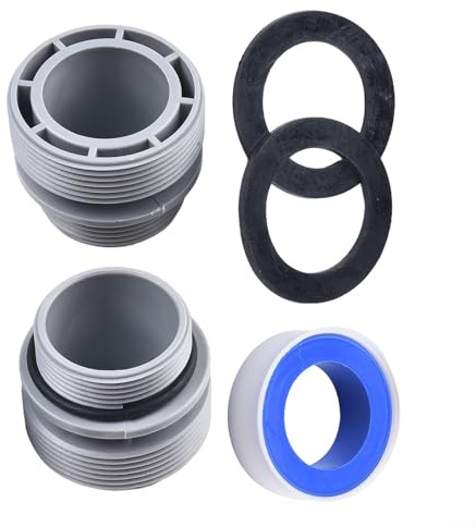 Pumixiy 40 mm Schlauch auf 1-1/2 Zoll Adapter-Umrüstsatz für Pools für – Poolschlauchverbinder mit Riemen, graue Kunststoffarmatur für oberirdische Poolfilter-Einlassauslass (1)