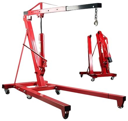 Werkstattkran Hydraulischer Motorheber Motorkran Lastkran Hebekran Klappbar Motorhalter bis 2000 Kg Mit Teleskopausleger,6-Rad-Mobilität