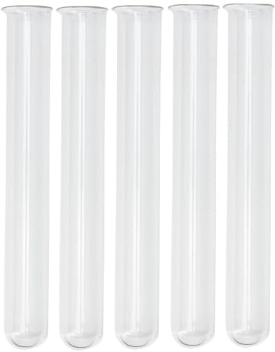 Hochwertige Borosilikatglas Reagenzgläser mit Rand, 125mm x 16mm, 5er Pack - Laborqualität