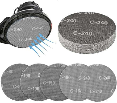 vercleuim Schleifgitter 225mm Klett 25 Stück (K80, K100, K150, K180, K240) – Low-Dust Drywall Schleifscheiben 225mm Klett Trockenbau für Giraffenschleifer, Tellerschleifer & Deckenschleifer