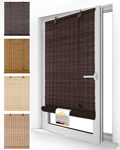 Sol Royal Bambus Rollo ohne Bohren Holzjalousie Fenster innen Sichtschutz | 130x160cm 130cm breit braun Holz Jalousie Holzrollo Raffrollo Sonnenschutz Bambusrollo Bambusjalousie Fensterdekoration BR7