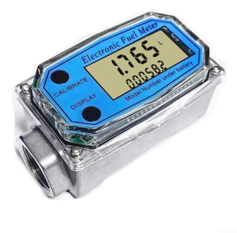 Digitaler Turbinen-Durchflussmesser 3/4 Zoll für NPT-Aluminiumlegierung, LCD-Display für Diesel, Kerosin, Methanol, Wasser, 2–50 l, minimale maximale Durchflussmenge, industrielle Landwirtschaft