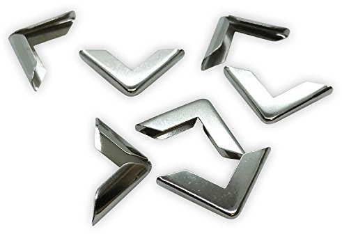 40 Stück - Buchecken/Buchbeschläge aus Metall (16 x 16 x 3,5 mm) - vernickelt/silber