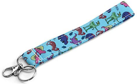 LParkin Dinosaurier-Geschenke, Schlüsselband für Frauen, Ausweishalter, Baumwollstoff, Vorschul-Schlüsselband, Geschenk für Lehrer, Kollegen, Chef (blau)