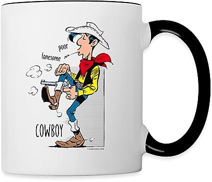 Spreadshirt Lucky Luke Poor Lonesome Cowboy Tasse Zweifarbig, One size, Weiß/Schwarz