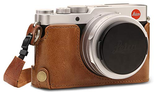 MegaGear MG1604 Leica D-Lux 7 Ever Ready Echtleder Kamera-Halbtasche mit Trageriemen - Braun