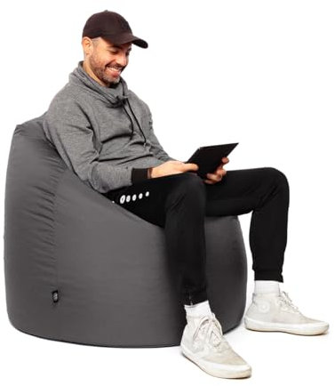 PATCH HOME Sitzsack Tropfenform - 3 Größen - 25 Farben XL - Höhe 105cm, Durchmesser 65cm Anthrazit