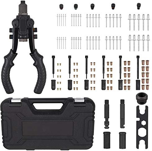 3 In 1 Nietmutternzange, Blindnietzange und Reibwerkzeug Set, 10 Nietzange Set Nietmutter-Werkzeug, mit M3-M10 6PCS Dorne, 60PCS Nietmuttern, 2.4-6.4 Nietköpfen, 50PCS Blindnieten und 2 Reibdornen