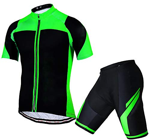 Radtrikot Set, Herren Fahrradtrikot Kurzarm Set +Atmungsaktive Radhose mit Sitzpolster für Radsport Shorts Radsportanzug für MTB Rennrad Fahrrad Jersey