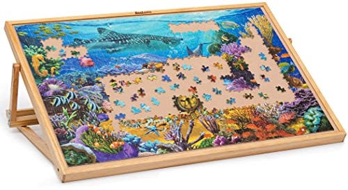 Becko Adjustable Wooden Puzzle Board Jigsaw Puzzle Plateau Puzzle Easel for Adults and Kids for Puzzles Up to 1000 Pieces