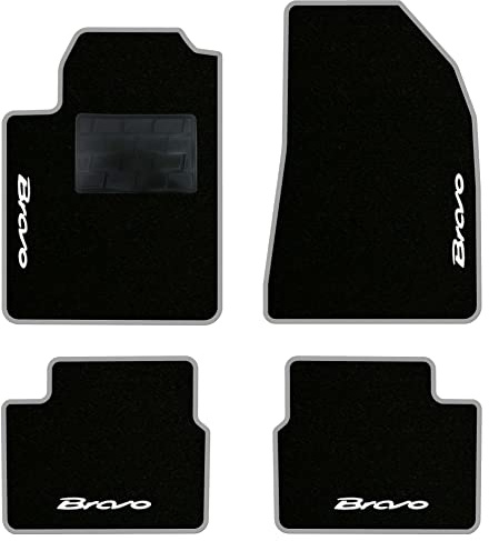Quemar Fußmatten-Set Fiat Bravo (198) 2007-2014 / Fußmatten-Set aus Teppichstoff und Gummi nach Maß (2 vorne + 2 hinten) / Farben personalisierbar (Perle)