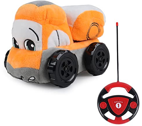 BABY CHALLENGE - Plüsch-LKW - Mein erstes Fahrzeug - 051042 - Ferngesteuertes Auto - Orange - Maschinenwaschbar - 1/24 - Batterien Nicht enthalten - Stoff und Kunststoff - Ab 18 Monaten.