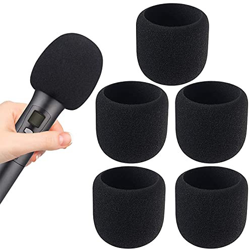 TW1TGOFT Windschutz Mikrofon, Verdickte Waschbare Mikrofonabdeckung, Hochdichtem Schwamm Mikrofon 5 Stücke, Schwarze