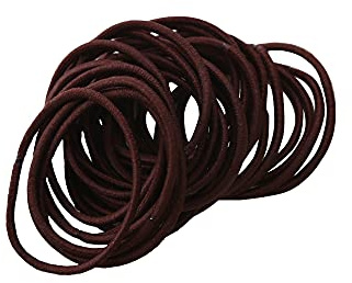FEIFEI'S BOW Haargummis für Mädchen und Frauen, 2,5 mm dünn, für Schuluniform, endlos, Braun, 50 Stück