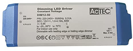Trasformatore Dimmerabile, 12V 50W, Alimentatore DC, Triac Dimmer Taglio di Fase, Varialuce su 220V, Per Striscia Led 12V