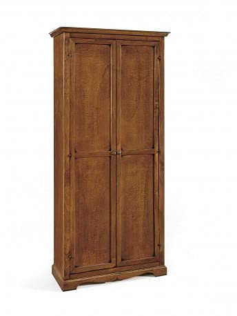 Mar.c.a. Design, Armoire Chambre en Bois Massif, Noyer Foncé - Armoire de Rangement avec Étagères - Garde Robe Meuble Chambre Style Art Pauvre - Meuble de Rangement Chambre 87x40x192H - Made in Italy