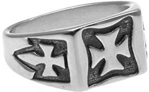 anello uomo con croce di malta in acciaio misura 20 all0044b