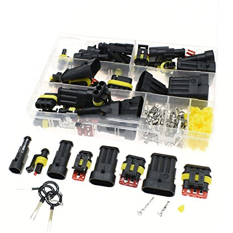 Guangcheng 1 Box 353Pcs 1/2/3/4 Pin Ampere Tyco Auto Superseal Versteckt wasserdichte Kabelbaum-Anschluss mit Klemmen Dichtungen und Werkzeug