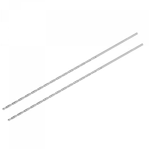 sourcing map HSS(High Speed Steel) Extra Long Twist Drill Bits, 2mm Drill Diameter 250mm Length 2 Pcs