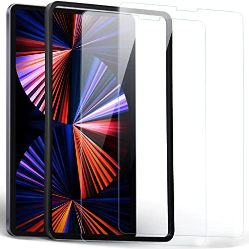 Ravol Displayschutzfolie für iPad Pro (2021/2020/2018), 2 Packungen 32,8 cm (12,9 Zoll), gehärtetes Glas, ultraklar, kratzfest, gehärtete Folie