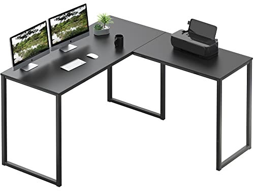 SHW 48-Zoll-Mission-Heimcomputertisch in L-Form, Schwarz