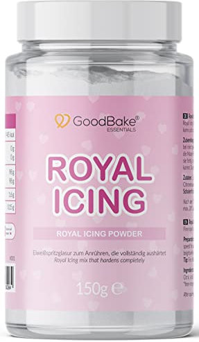 GoodBake Royal Icing (150g) – Royal Icing Fertigmischung zum Anrühren – zum Dekorieren & Verzieren von Royal Icing Keksen, Hochzeitstorten, Cake Pops