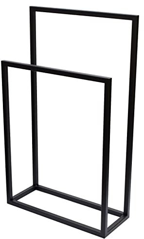 Handtuchständer Silvia Zweifach Freistehend | aus Stahl | Breite 60cm | schwarz | Handtuchhalter Stummer Diener Herrendiener Kleiderbutler Loftstil Industrial