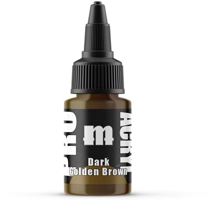Monument Hobbies 062-Pro Acryl Dark Golden Brown Acrylic Model Paints for Plastic Models - Miniature Painting, no-clog cap, comes loaded with glass agitator