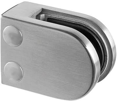 Satin Brushed Stainless Steel 316 Glass Clamp - Balustrade Bracket Mounting Holder- D Shape Flat Base for Wall, Post, Steel
